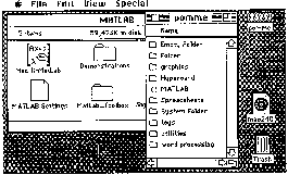 An image of an old Macintosh computer screen showing the MATLAB folder