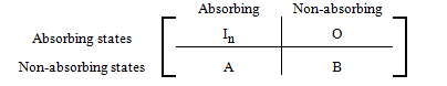 The matrix shows the absorbing and non-absorbing states of the previous matrix.
