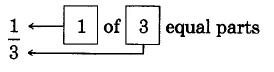 The fraction one-third. This would be read, 1 of 3 equal parts.