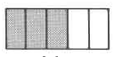 A rectangle divided into five equal parts by vertical bars. The three leftmost bars are shaded.