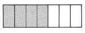 A rectangle divided into seven equal parts, with four parts shaded.