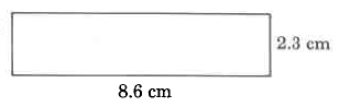 A rectangle with sides of length 2.3cm and 8.6cm.