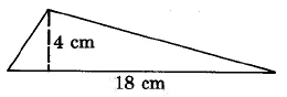 A triangle with base 18cm and height 4cm.