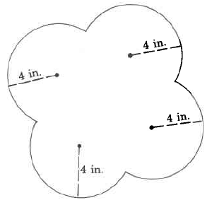 A shape composed of four circles overlapping each other.