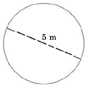 A circle. The circle's diameter is 5m.