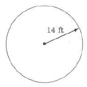 A circle with a radius of 14ft.