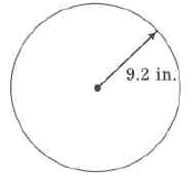 A circle with a radius of 9.2in.