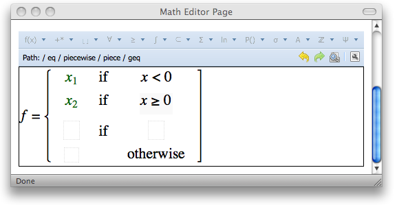 Example Content MathML in the Editor