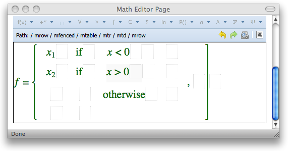 Example Presentation MathML in the Editor