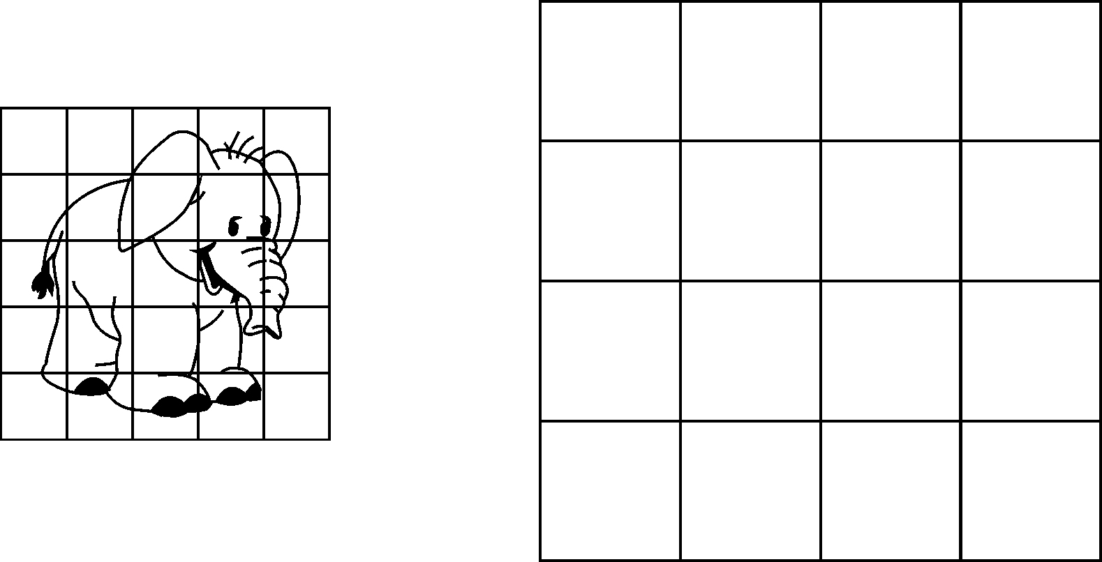 Рисование по клеточкам для малышей слон