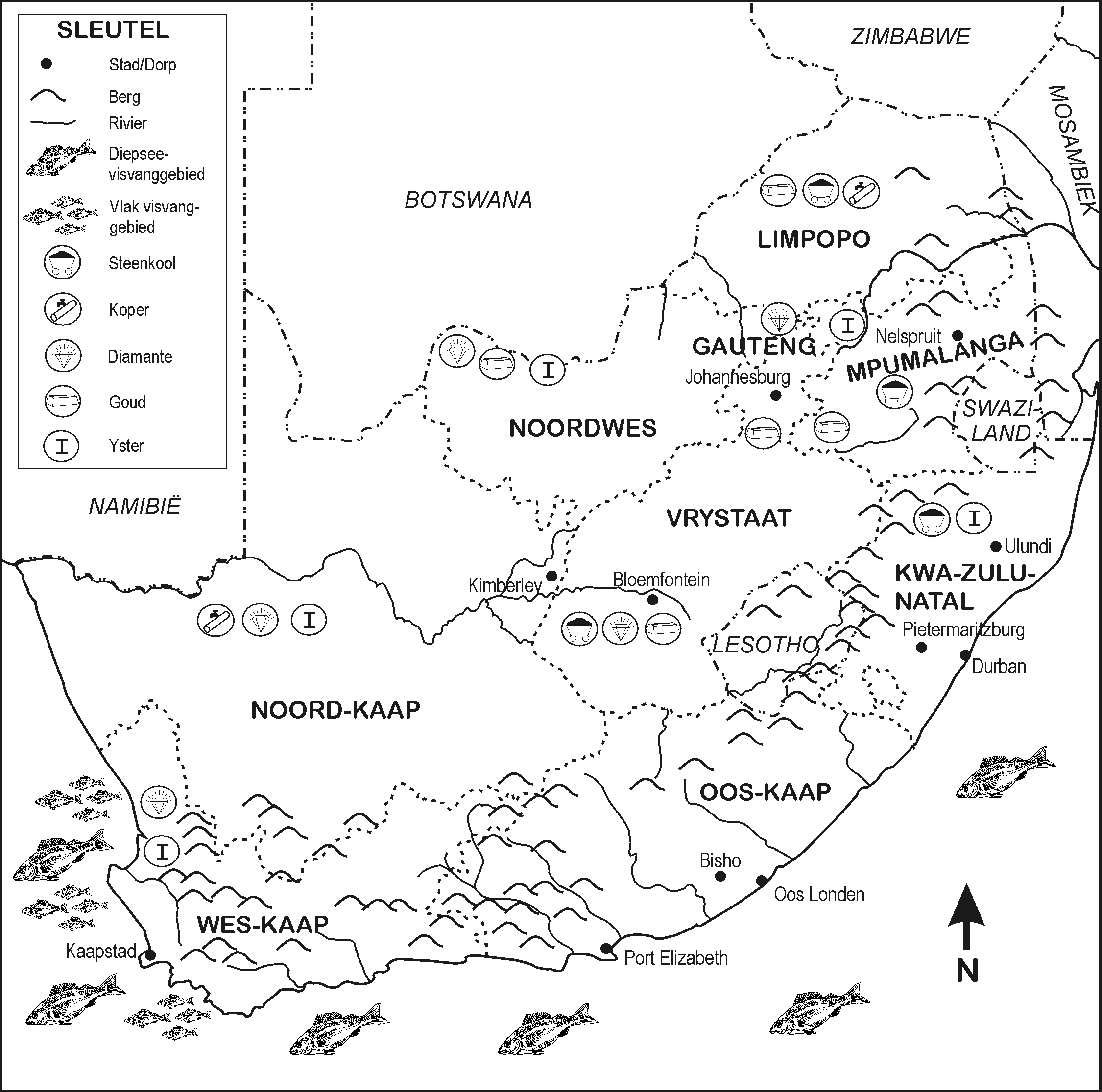 Algemene Kaart Van Suid Afrika
