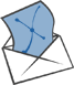 An envelope with a blue page