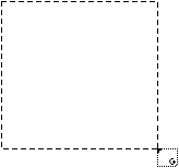 An empty dashed square with another small square on the bottom right corner. 