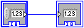 A blue square attached to another blue square on the right via an blue line. The bottom of the square contains the letters 'I8'.
