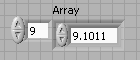 A form labeled 'Array' with two fields. The left field contains the value '9' and the right field contains '9.1011'.