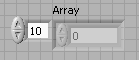 A form labeled 'Array' with two fields. The left field contains the value '10' and the right field contains '0'.