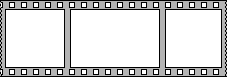 A row of three empty film frames.