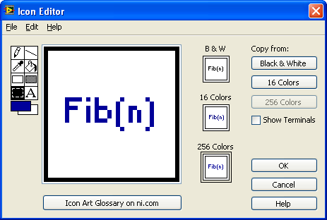 An icon editor window.