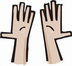 A picture of a left and right hand palms up.