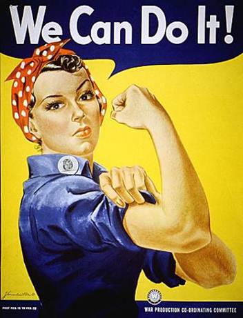 A poster of a woman with the caption 'We can do it'