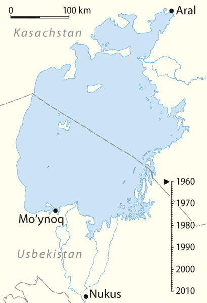 map of shrinking aral sea