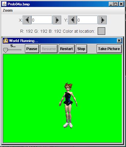 Image of a female ice skater on a green background.