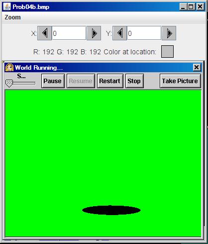 Image of a black ellipse on a green background.