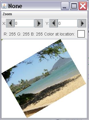 Image of a beach scene scaled more and rotated 30 degrees counter-clockwise.