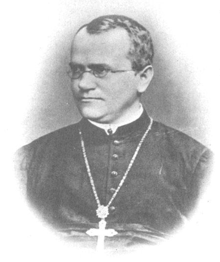 Image is a sketch of Johann Gregor Mendel.