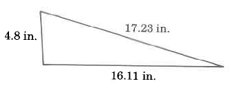 A triangle with sides of length 4.8in, 16.11in, and 17.23in.
