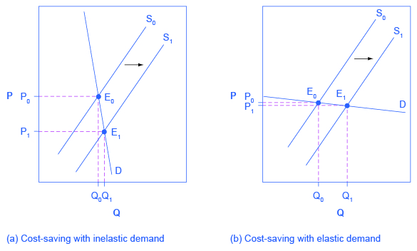 The two graphs show a highly elastic demand curve (on the left) and highly inelastic demand curve (on the right).