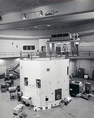 Inside a nuclear research reactor.