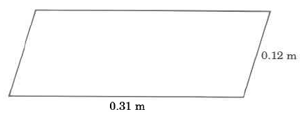 A four sided parallelogram with short sides of length 0.12m and long sides of length 0.31m.