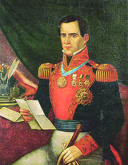 A portrait of General Antonio Lopez de Santa Anna is shown.