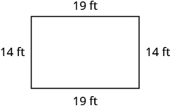 A rectangle 19 feet wide and and 14 feet tall.