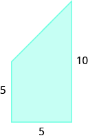 A trapezoid is shown. The bases are labeled 5 and 10, the height is 5.