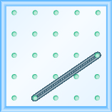 The figure shows a grid of evenly spaced dots. There are 5 rows and 5 columns. There is a rubber band style loop connecting the point in column 2 row 5 and the point in column 5 row 3.