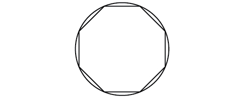 An octagon inscribed in a circle.