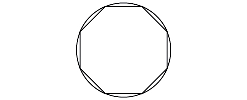 An octagon inscribed in a circle.