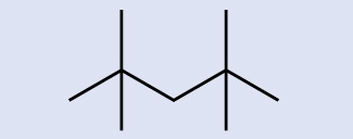 A skeleton model is shown with a zig zag pattern that rises, falls, rises, and falls again left to right through the center of the molecule. From the two risen points, line segments extend both up and down, creating four branches.