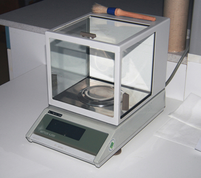 A digital analytical balance.