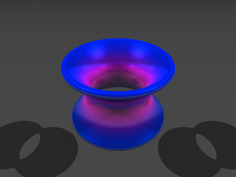 This figure is an image of a catenoid. It has been formed by rotating a catenary curve about a vertical axis.