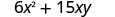 6 x squared plus 15 x y.