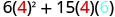 6 times 4 squared plus 15 times 4 times 6.