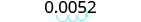 0.0052, with an arrow showing the decimal point jumping three places to the right until it ends up between the 5 and 2.