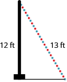 A right triangle with one leg marked 12 and hypotenuse marked 13.