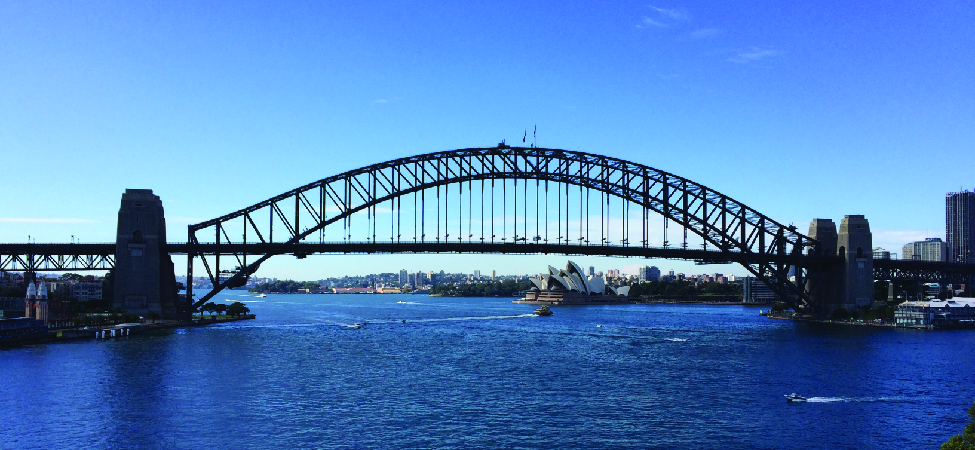 This figure is a photo of the Sydney Harbor bridge in Sydney, Australia.