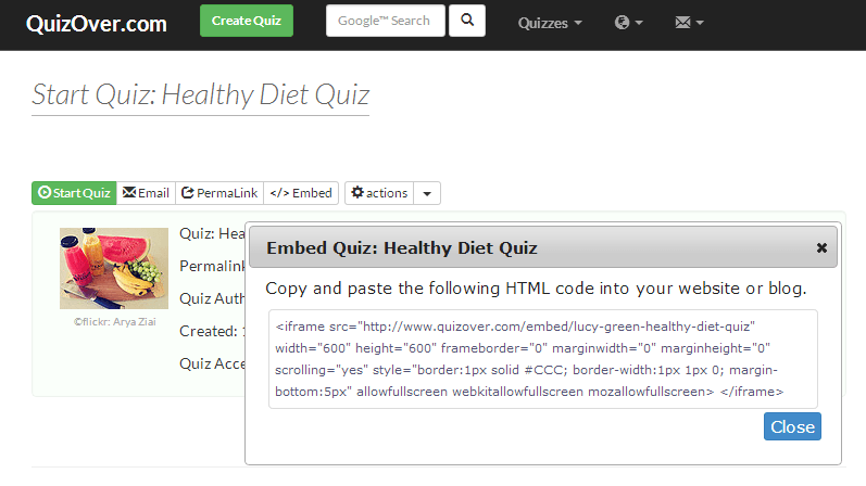 Embed Your Quiz in Website or Blog